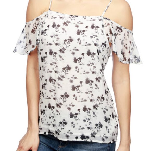Lucky Brand Floral Cold Shoulder Blouse - Picture 1 of 9